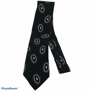 The Colswold Collection Italy Silk Black Tan Oval Splatter Neck Tie